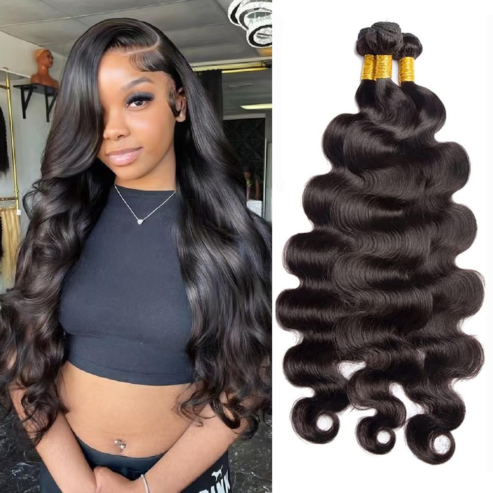 Human Hair Bundles Body Wave 3 Weave 100% Brazilian Extensions (20 20 in)