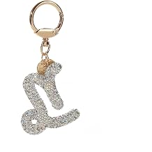 Rhinestone Zodiac Sign Horoscope Charms Key Ring 12 Constellation Astrology Key Chain for Women Birthday Jewelry