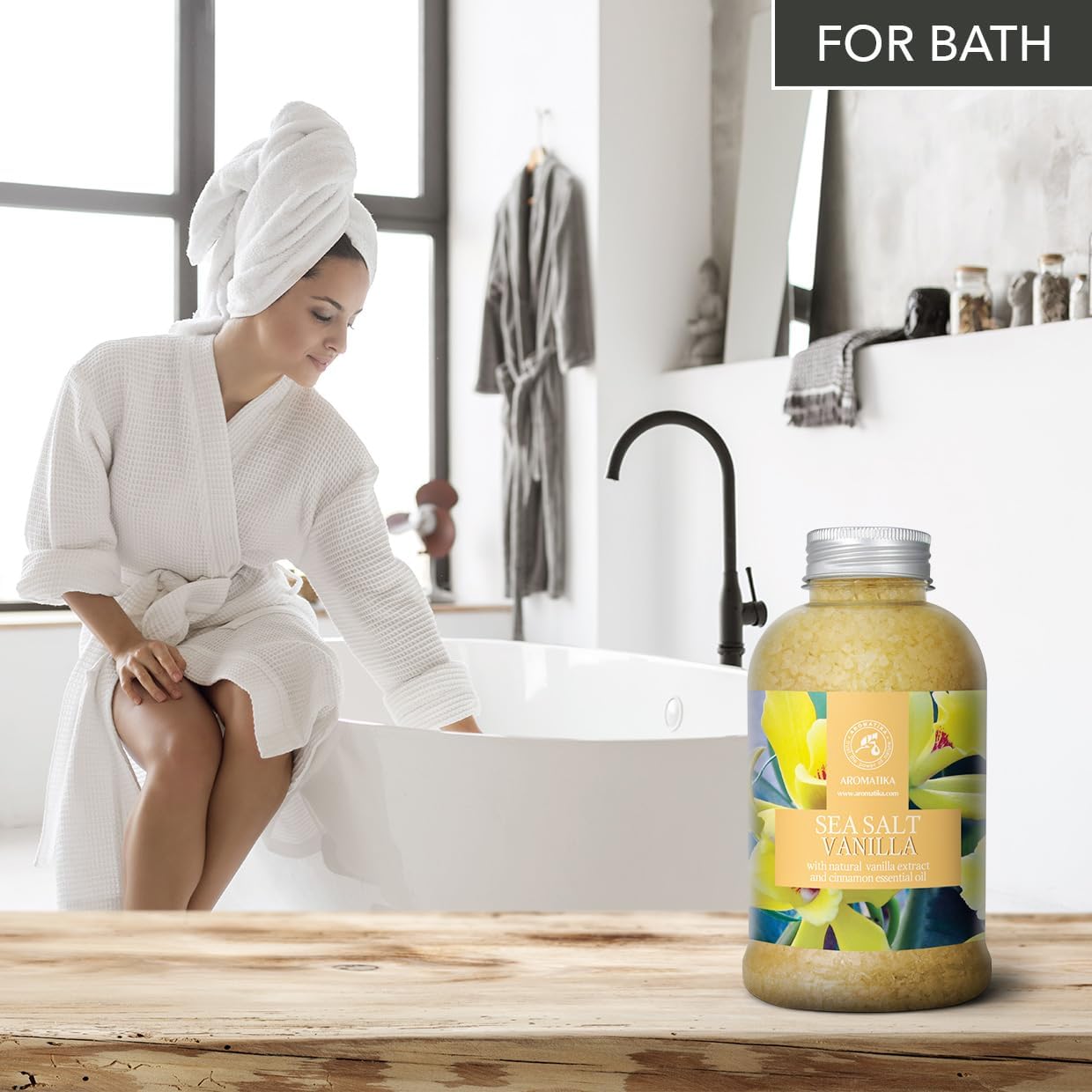 Sea Salt Vanilla 21.16 Oz - w/Vanilla & Cinnamon Essential Oils - Natural Bath Sea Salts - Best for Bath - Good Sleep - Relaxing - Body Care - Beauty - Image 5