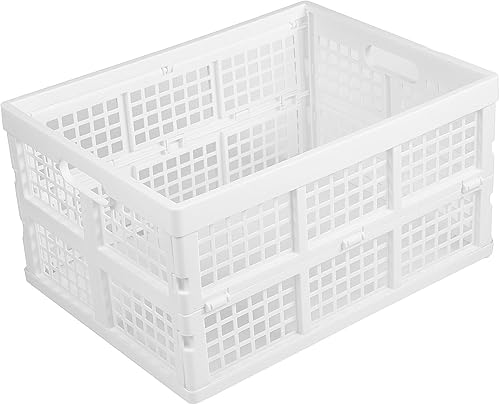 Miniatura 2 de Paquete de 3 cajas de almacenamiento plegables de plástico, 30 L, cajas de plástico plegables para almacenamiento (blanco)