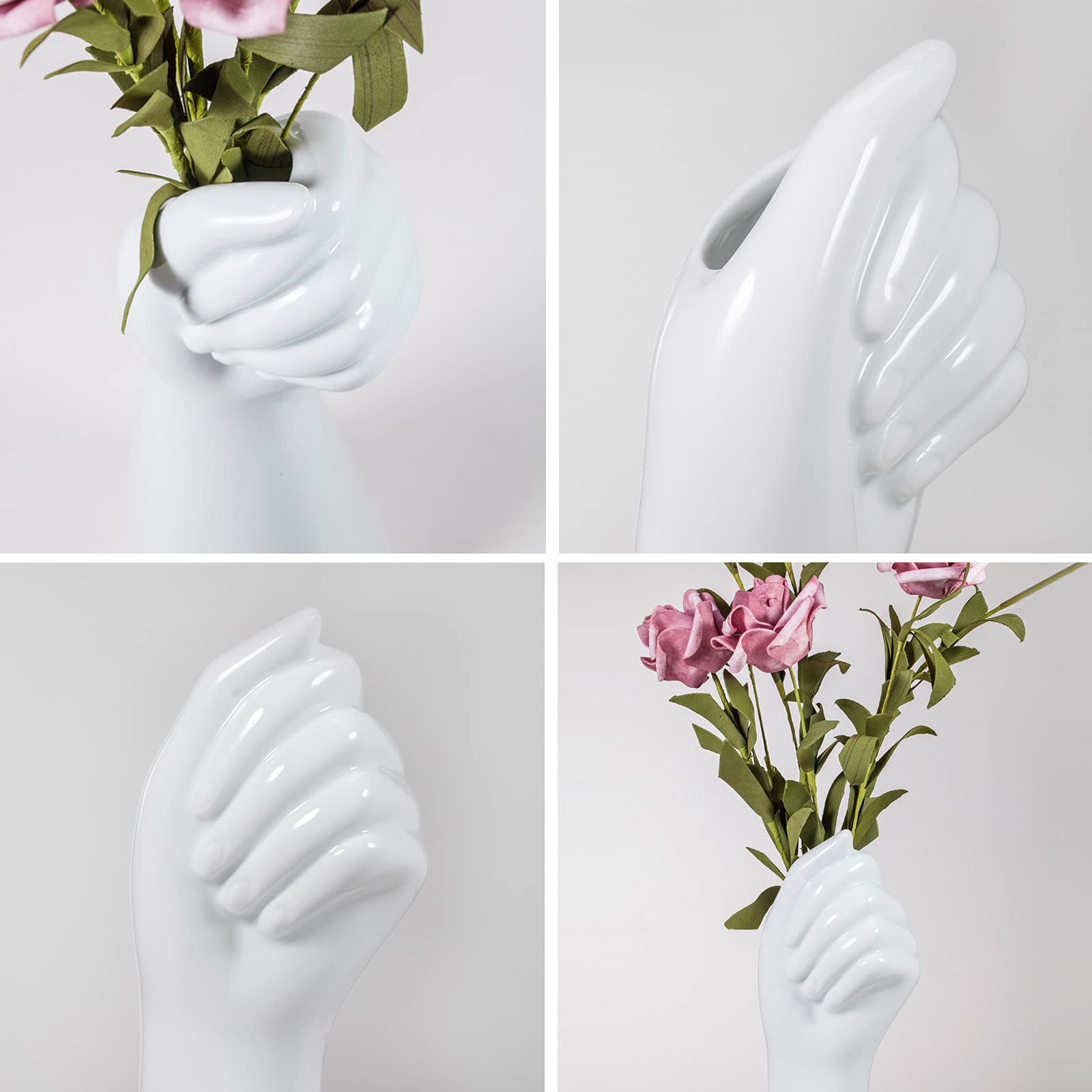 OYMOMYO Menselijk Lichaam Keramische Hand Vaas, Arm Lichaam Vormige Kleine Bloem vaas Moderne Esthetische Decoratieve Witte Keramische vazen voor Thuis Woonkamer decor