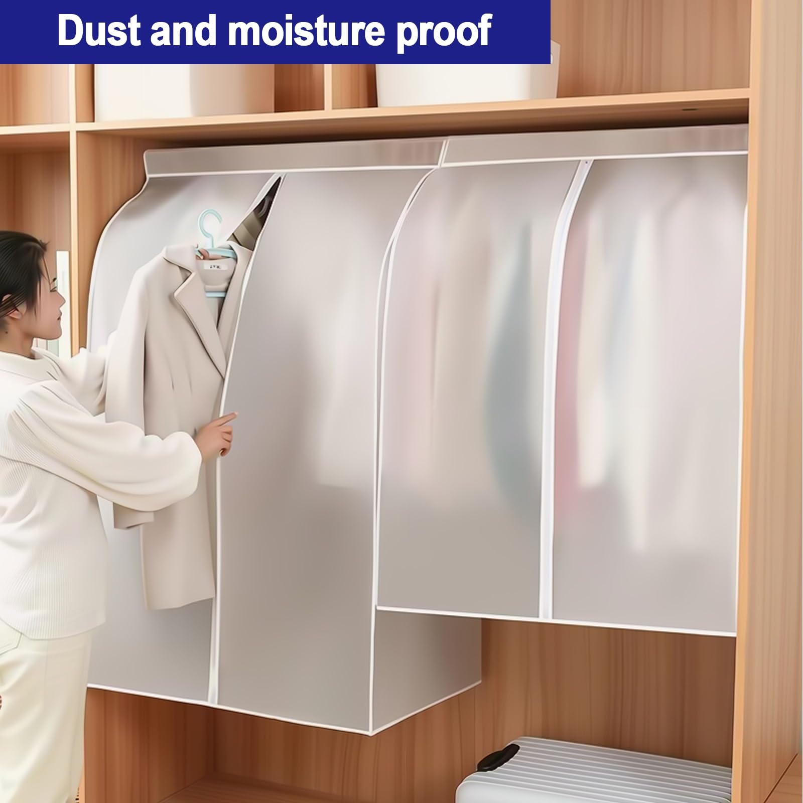 YEQING Set di 2 Copriabiti da Armadio, Copriabiti Antipolvere per Armadio, Trasparenti Copri Abiti da Armadio con Cerniera Completa(100x50x120cm)