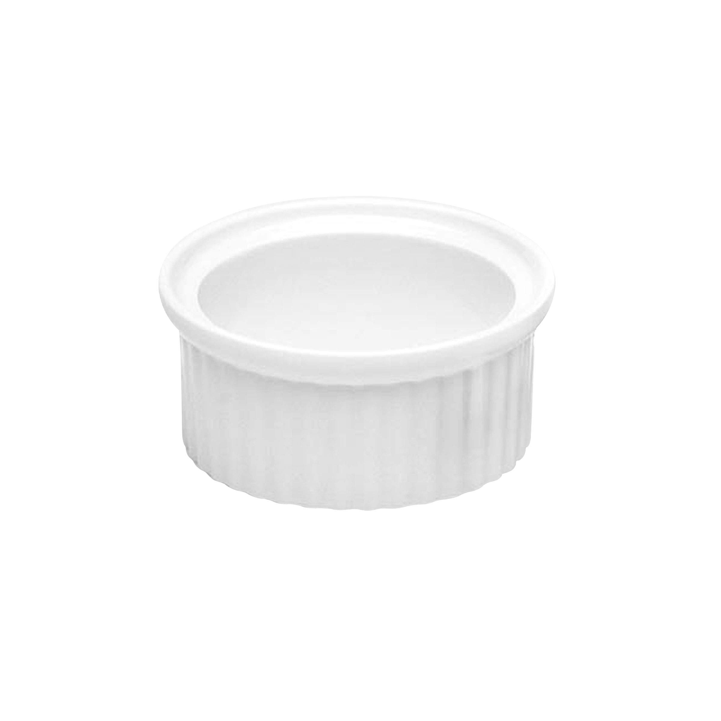 R2-W Ribbed Ramekin, 2 5/8" Dia. x 1 1/8" h., Melamine, White (Pack of 6)