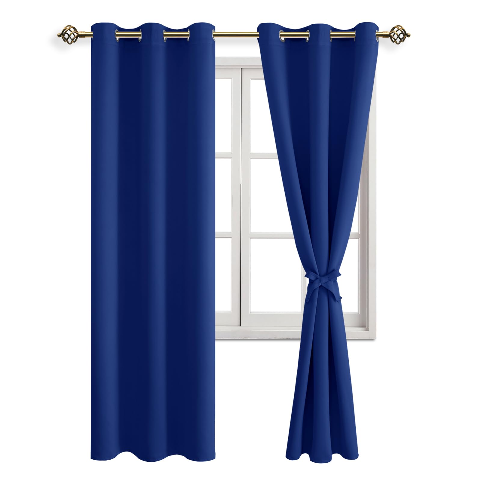 JIUZHEN Cortinas opacas con ojales para dormitorio o salón, color azul real, 2 unidades, 228 x 117 cm (alto x ancho)