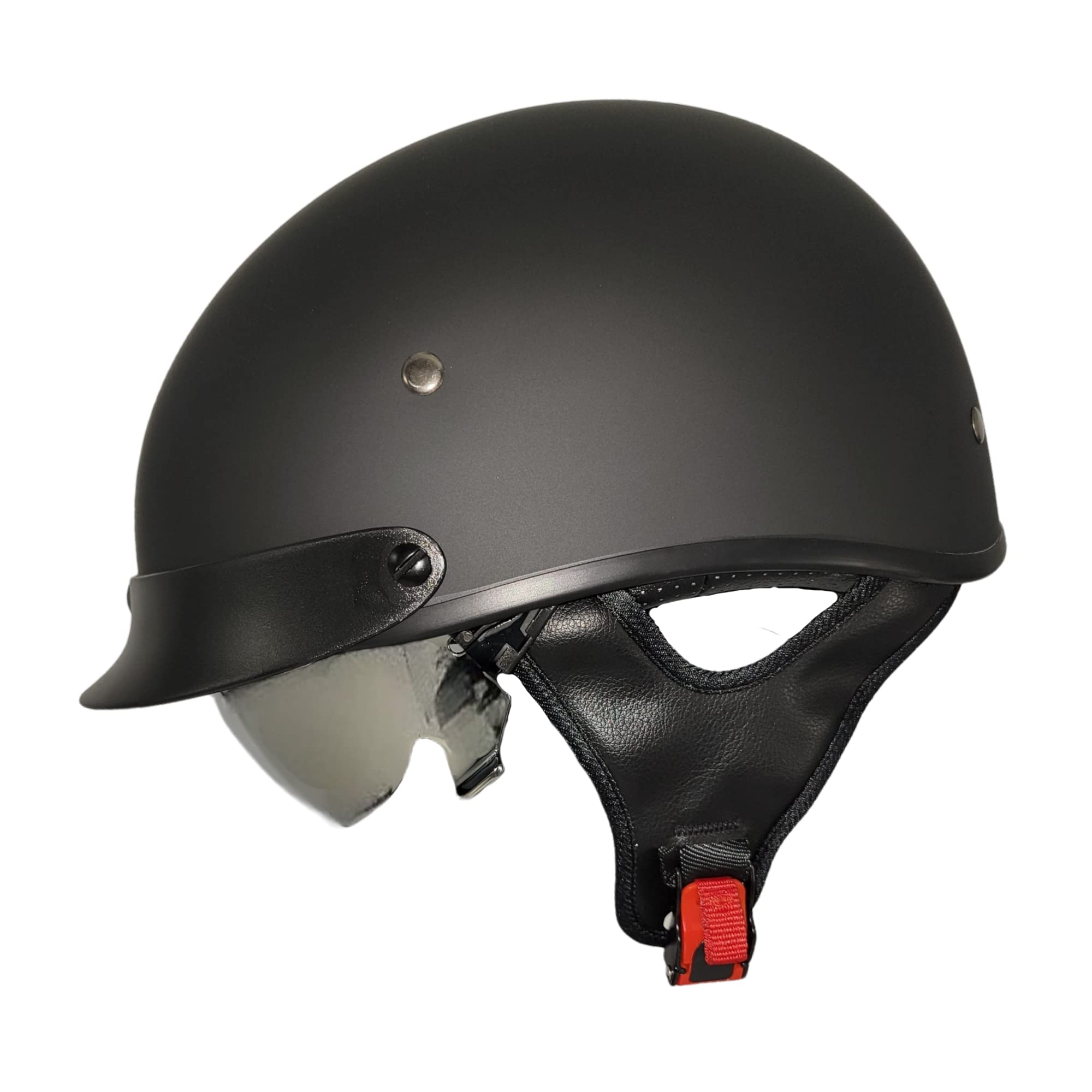 Vega Motorcycle Warrior II Half Helmet with Special Size Adjuster Sun Visor Quick Release Buckle DOT Approved Suits Men Women (Medium 57-58 cm, Matte Black)