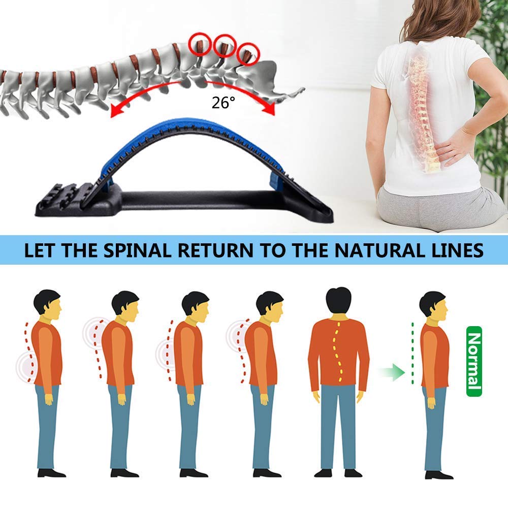 JEEJEX Back Acupuncture Massager Posture Corrector Stretching Device Magic Stretcher Equipment, Spinal Pain Relief Relaxation Column Pain Chiropractic Health Carepurp (Material-Plastic,color-Black) 1