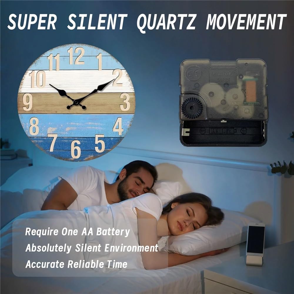 orologio da parete 1 pezzo Orologio da parete in legno impiallacciato Orologio da parete con design in legno blu Orologio da parete silenzioso senza ticchettio Adatto for soggiorno, camera da letto or