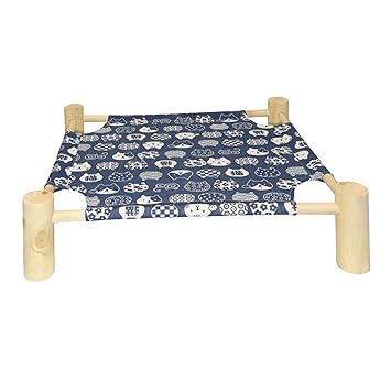 Indy Mall Pet Cot Bed for Cat Dog Portable Elevated Summer Breathable Puppy Sleep Nest Blue and Cat