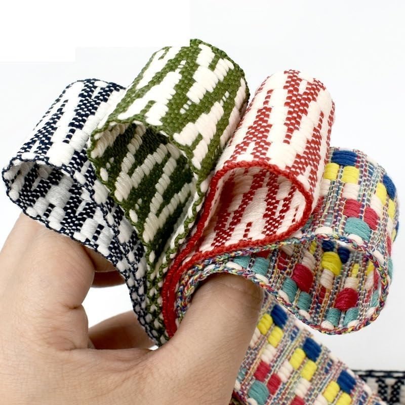 Nylon Webbing Belt，Heavy Cotton Webbing， 2/5Y 38/50mm Ethnic Jacquard Webbing Polyester Ribbon Tape Bags Strap Trims Clothes Belt Decoration Lace Band DIY Sewing Bias Webbing Strap