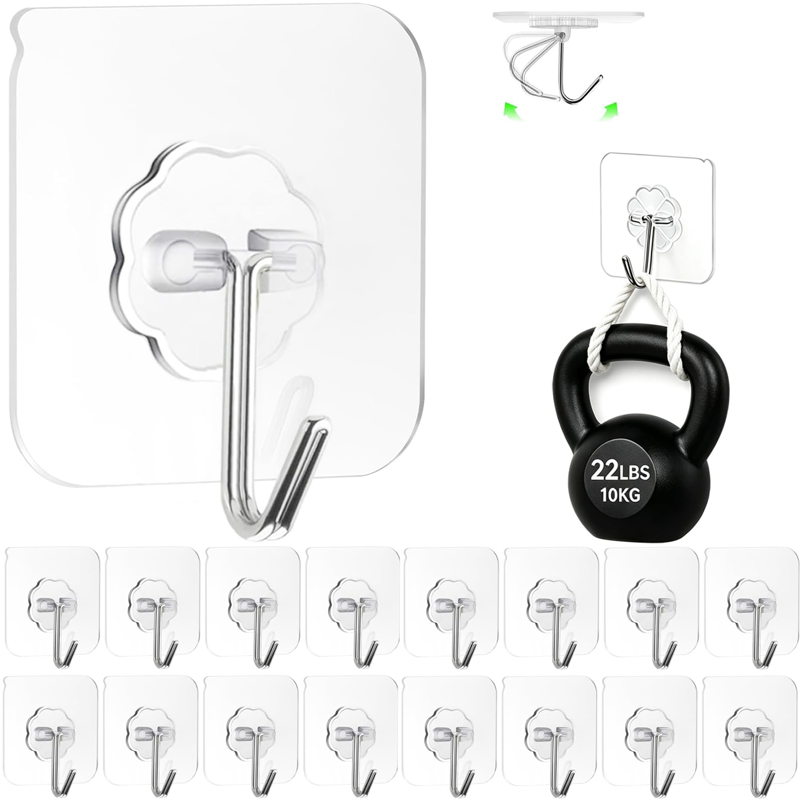 Photo 1 of ZESLMG Adhesive Wall Hooks - 16 Pack
