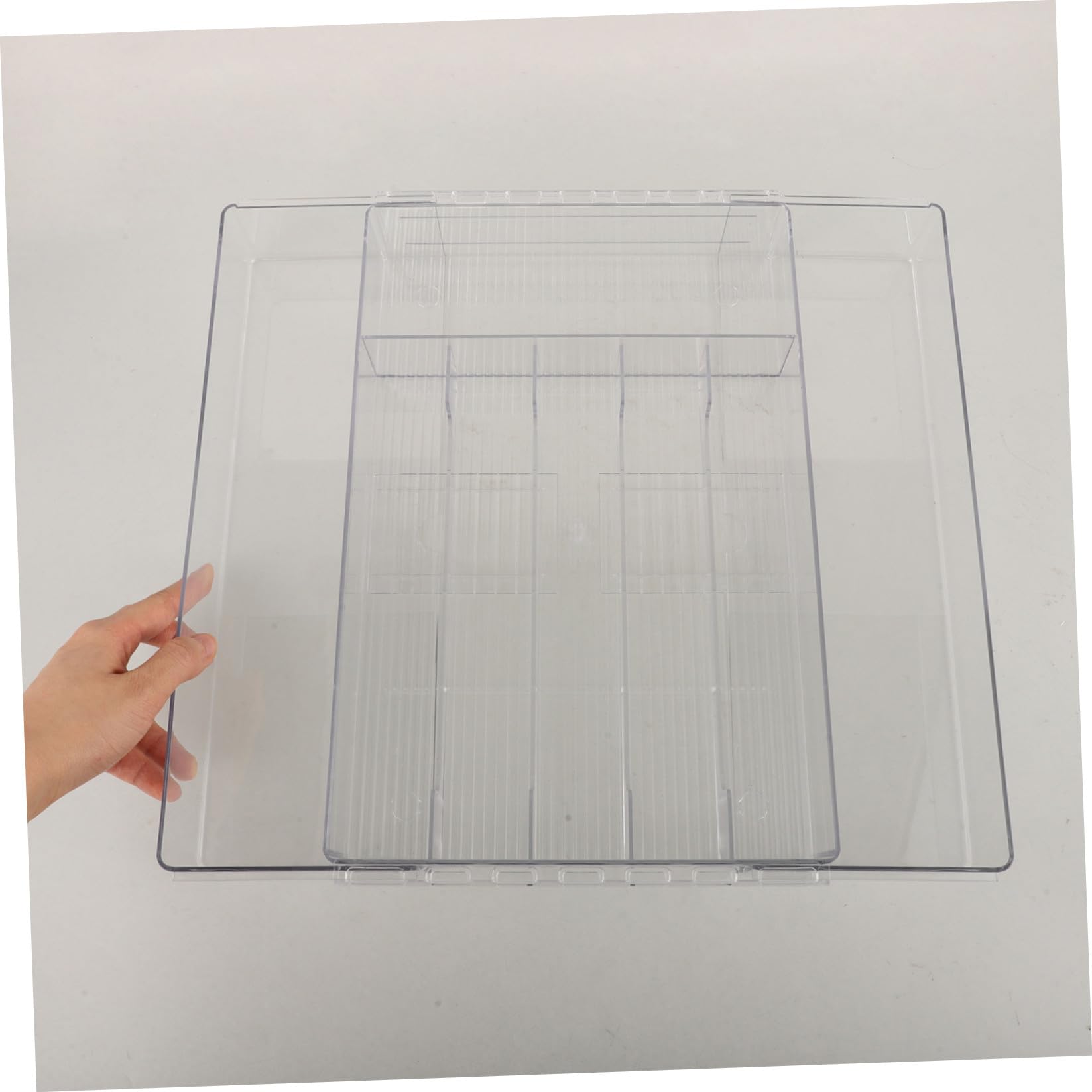 Organizador de Cajones para Cubiertos Extensible Mediano Acrílico Compartimentos Multifunción para Cocina, Oficina y Baño, Bandeja de Almacenamiento Transparente