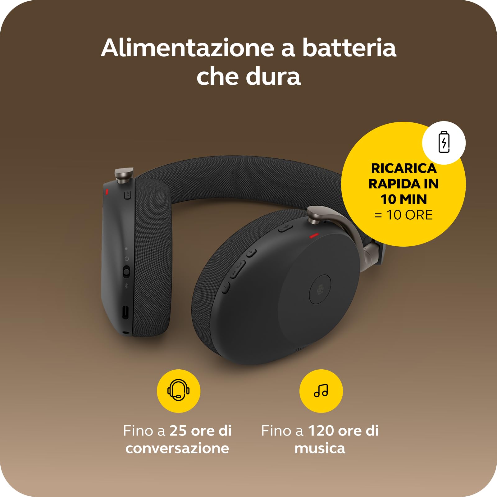 Jabra Evolve3 85 Cuffie Over-Ear Wireless con Microfono, Nero | Per Lavoro, Dongle USB-C, ANC Adattiva, 25h Batteria, per App di Meeting