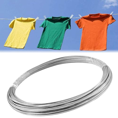 Miniatura 6 de Yookat El cable de cuerda de alambre incluye cables de cuerda de alambre de acero inoxidable de 116 pulgadas x 66 pies, 100 fundas de crimpado de