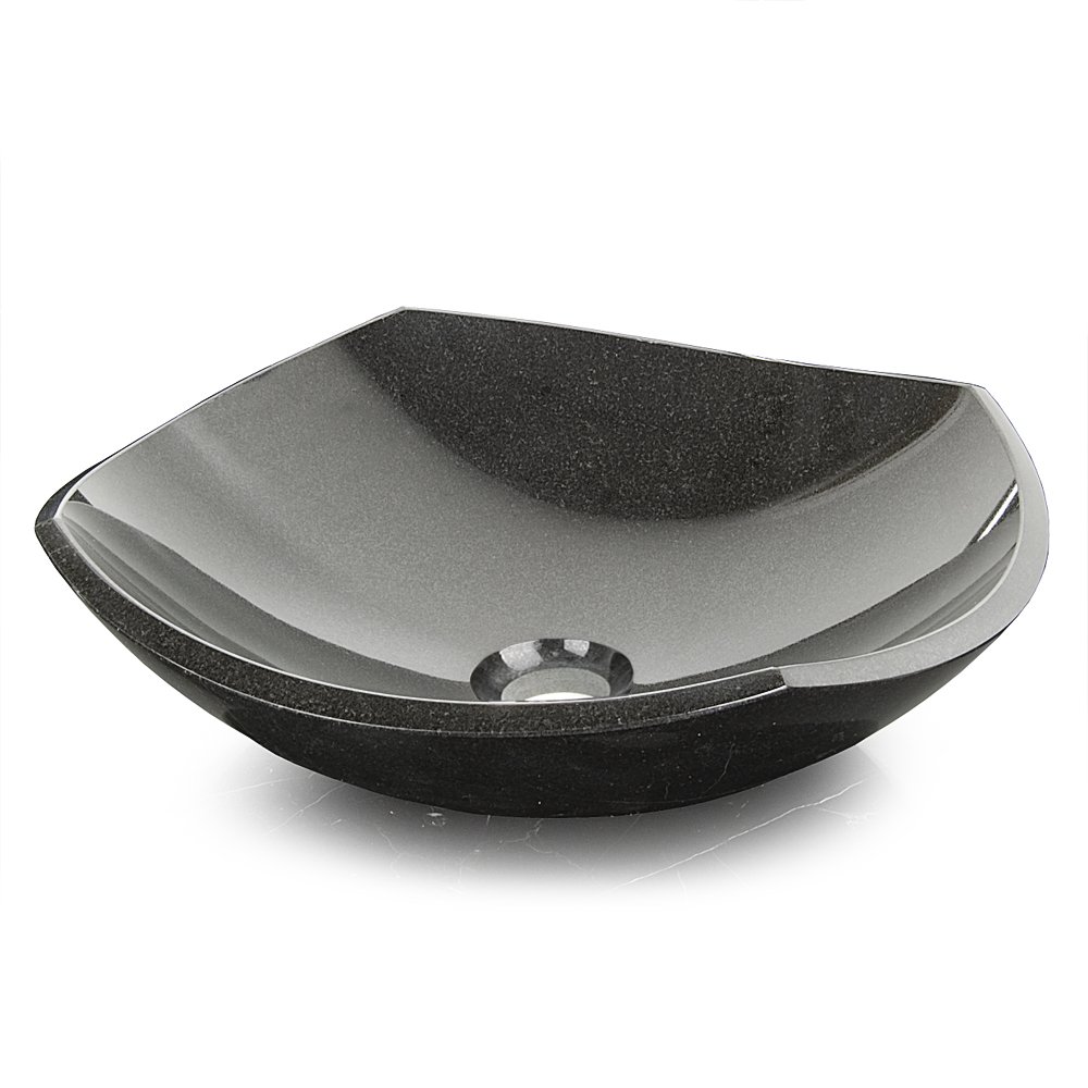 D'Vontz SB-FO4012 Fong Shape Vessel Sink, Natural Stone Black