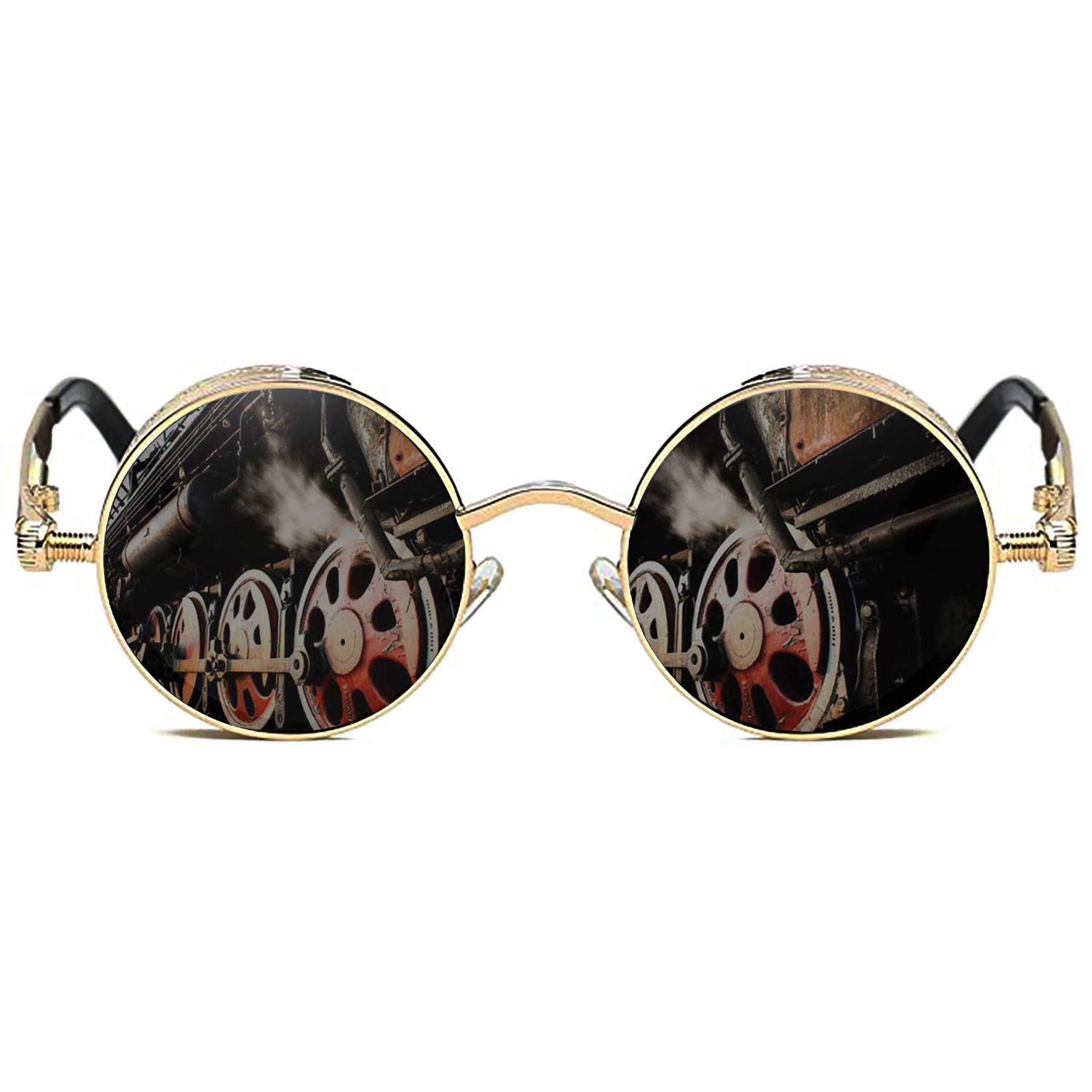 ROCKNIGHTGothic Steampunk Round Polarized UV400 Protection Sunglasses Unisex Street Outdoor 48mm