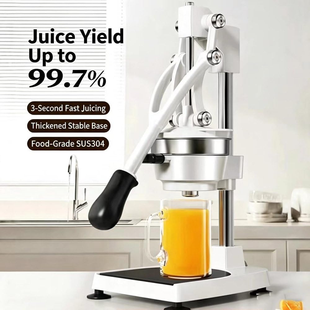 Presse-Agrumes Manuel en Acier Inoxydable 304, Presse-Fruits Robuste NéCessitant Peu D'Effort, Extracteur De Jus Manuel Haute Performance pour Oranges, Citrons Et Citrons Verts