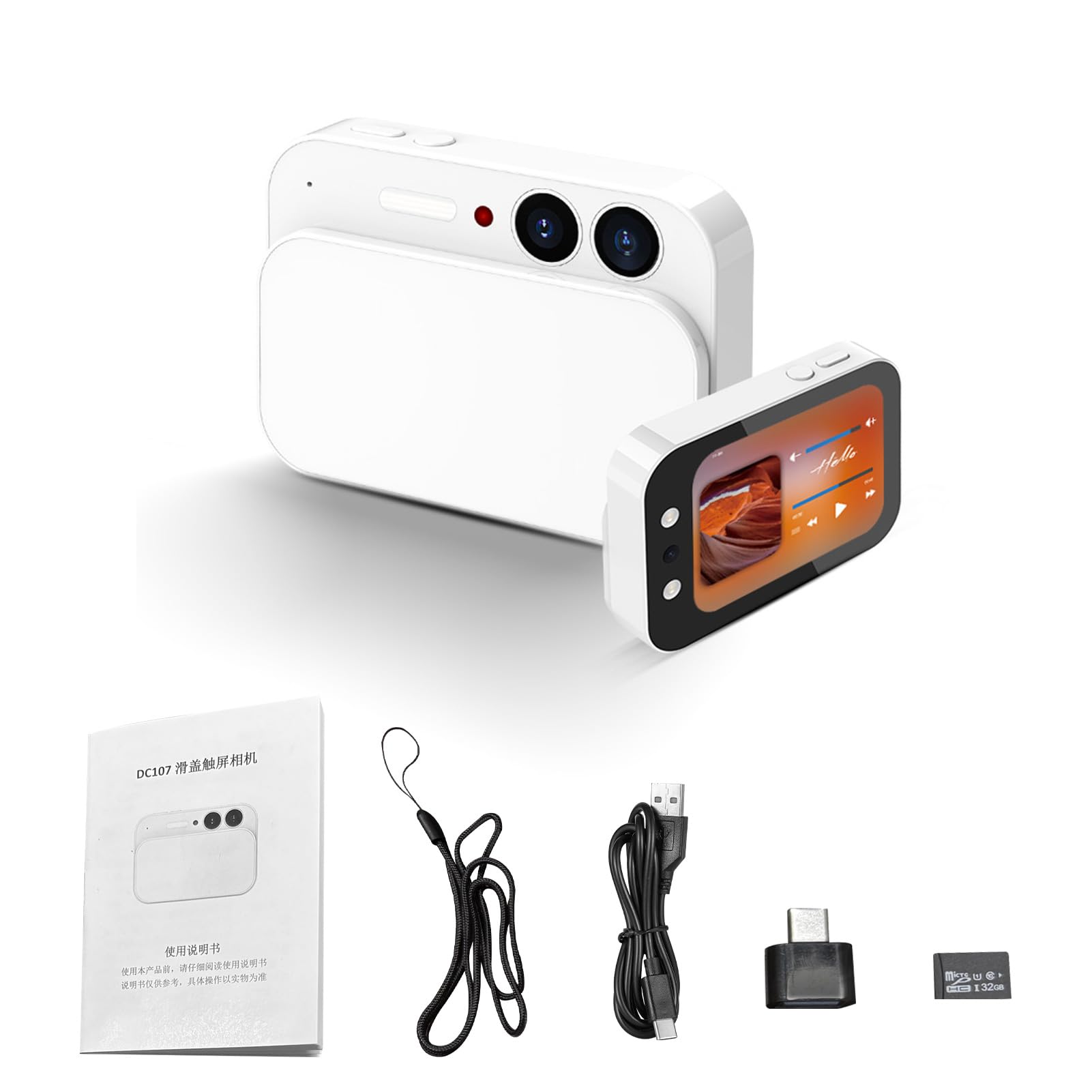 CUIFATI 4K Digital Camera for Photography, 64MP Autofocus CCD Camera with 32GB Memory Card, 16X Digital Zoom Compact Travel, Portable for Teens &amp; Adult Beginners (White)