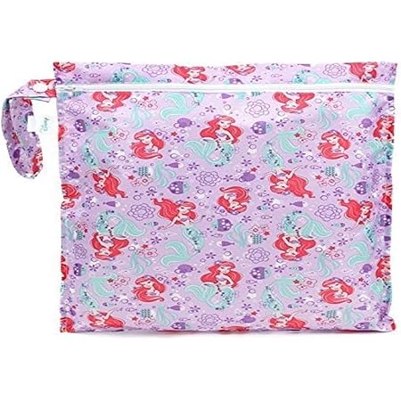 Bumkins Waterproof Wet Bag, Washable, Reusable for Travel, Beach, Pool, Stroller, Diapers, Dirty Gym Clothes, Wet Swimsuits, Toiletries, 12x14 – Disney Ariel