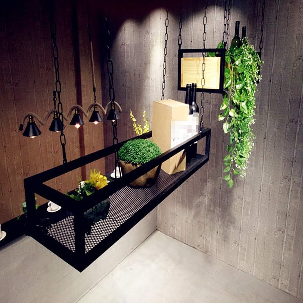 Organize Kitchen Hanging Rack Shelf with Upside Down Wine Rack,Ceiling Mounted Rack Hanging Rack,Plant Hanger Shelf Decoration for Living Room Bar Coffee Shop Restaurant/Commercial