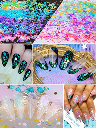 Warmfits Mermaid Nail Glitter Set 12 Boxes Nail Sequins Flakes Set Irregular Iridescent For Nails Art Manicure Tips Decoration Eyes Face Body Hair Diy Craft #TOP3