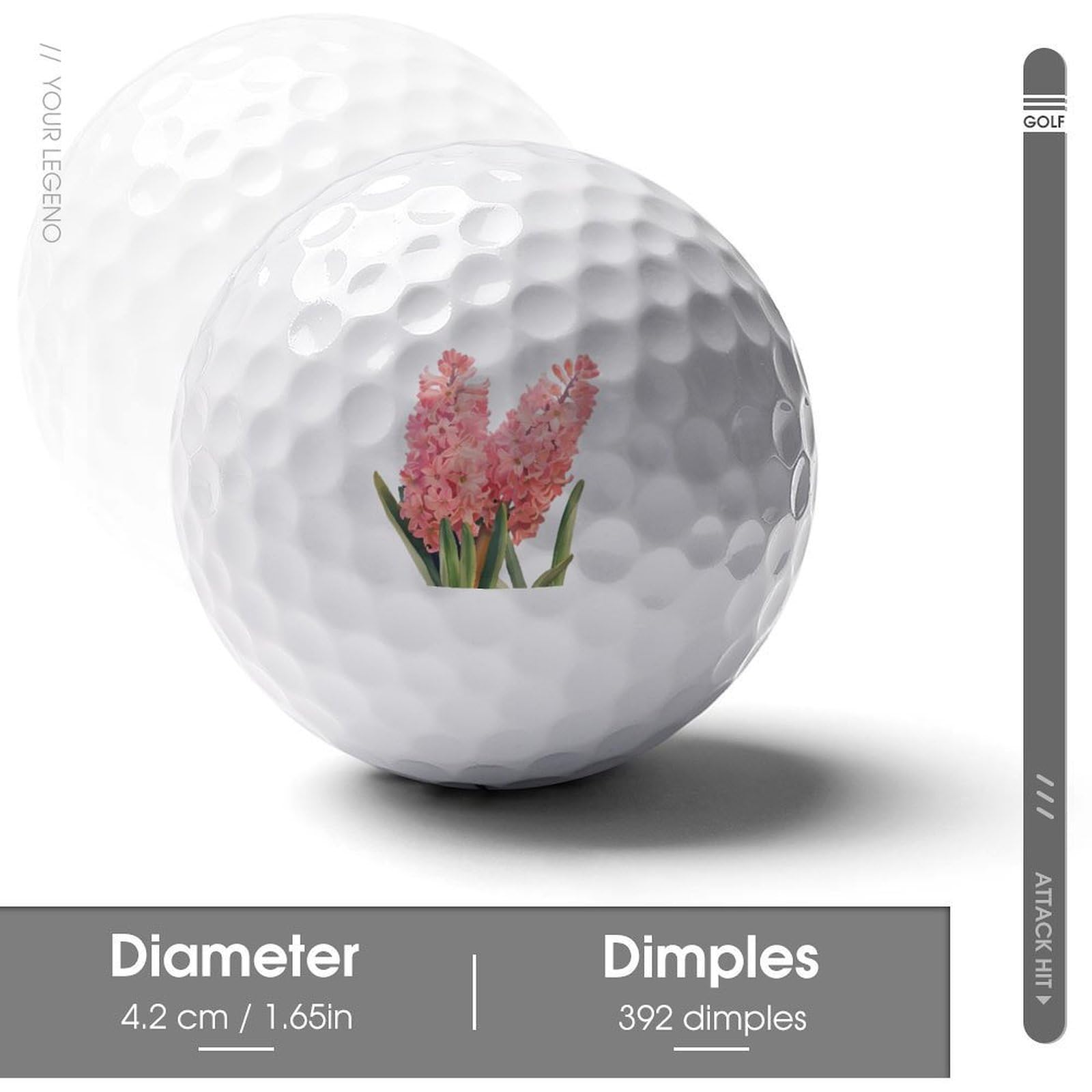 Hyacinth Flower Watercolor Funny Golf Balls Soft Elasticity Feel Printed Golfs Training Ball Outdoor Sports Goods