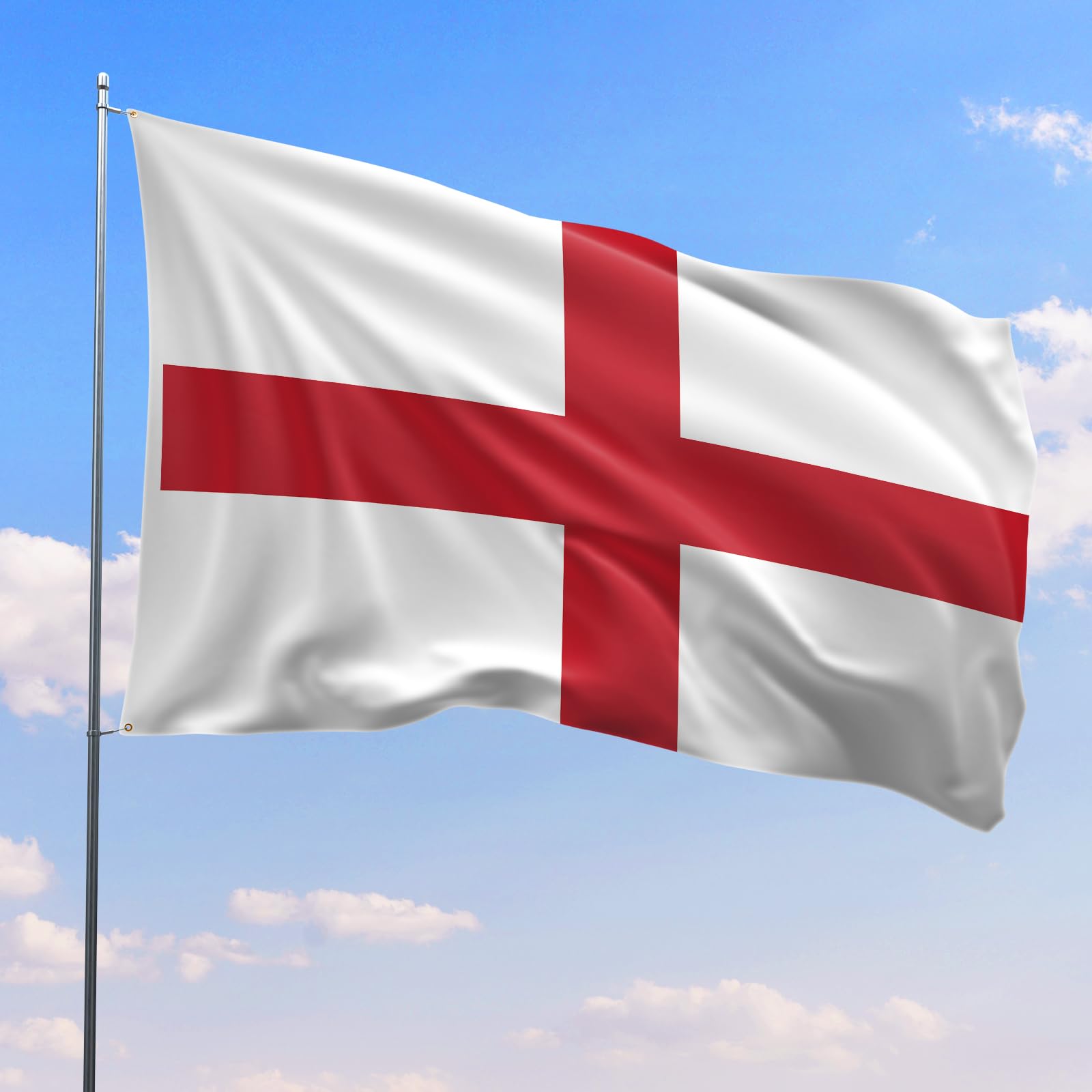 PartyYaa England Flag, 5ft x 3ft St Georges Flag for Party Decorations Single Side with 2 Brass Eyelets, Waterproof - Image 4