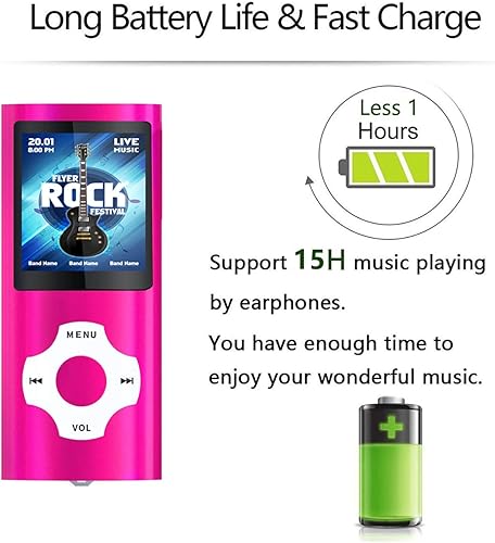 Miniatura 4 de Reproductor de MP3, reproductor de música con tarjeta micro SD de 32 GB, altavoz integradofotoreproducción de videoradio FMgrabadora de vozlector de