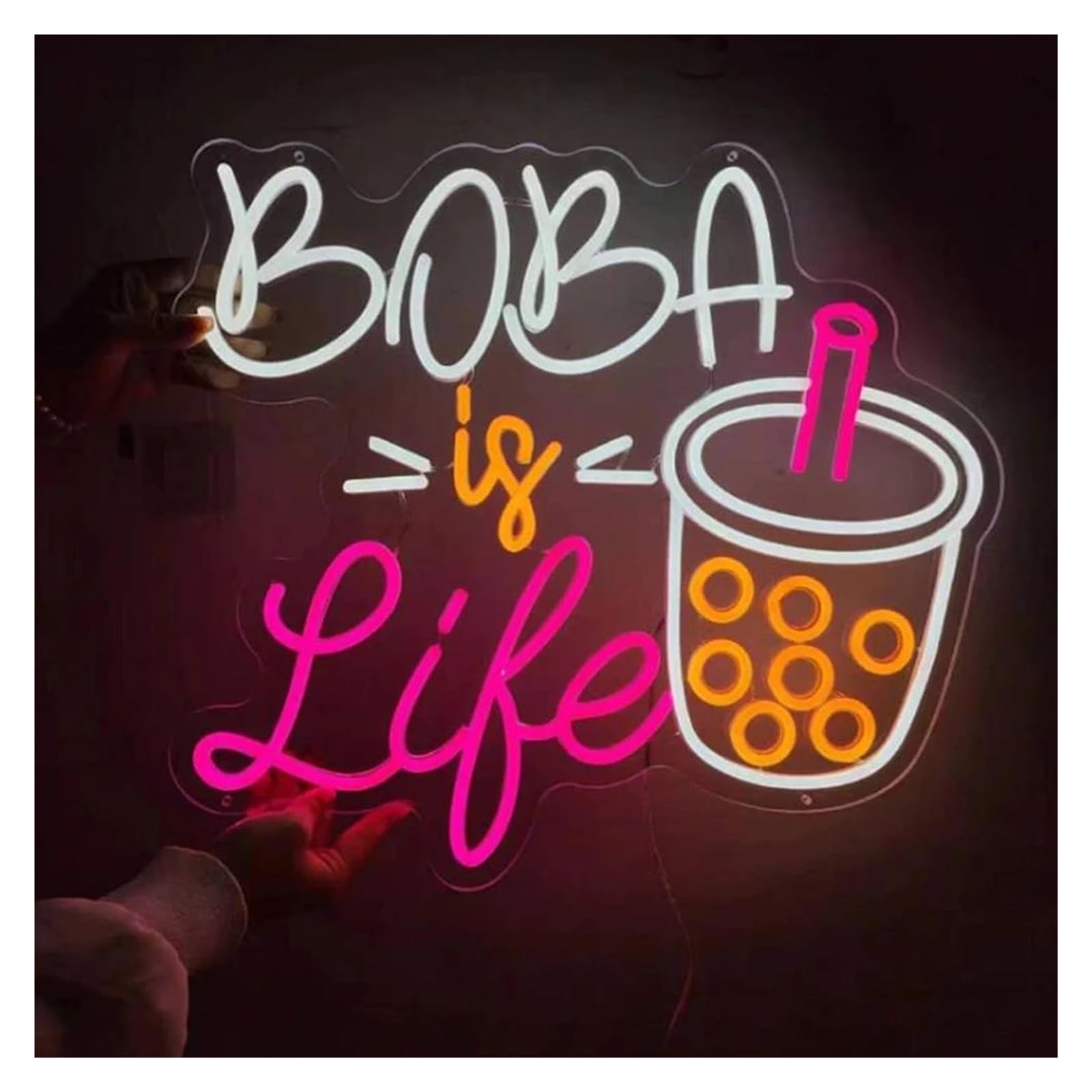 Insegna Luminosa Boba Tea is Life al Neon, alimentata Tramite USB, con luminosità Regolabile, Ideale per Decorare Le pareti di Bar e Negozi.