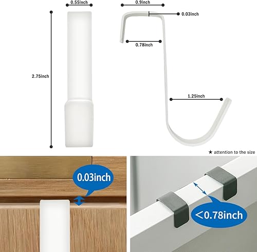 Miniatura 3 de 8 ganchos para colocar sobre el gabinete, para colgar sobre la puerta, para colgar en la puerta del gabinete, color blanco, ganchos de acero