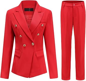 YUNCLOS Womens 2 Pieces Vintage Office Lady Suit Set 1 Button Blazer and Suit Pants