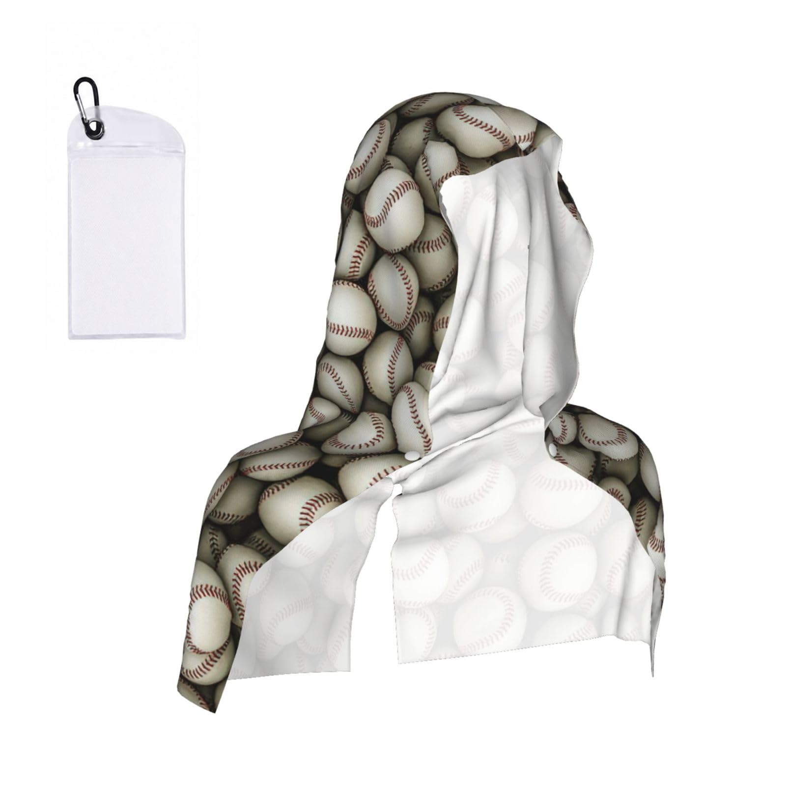 DUWAA Baseball Print Reusable Hoodie Cooling Neck Wrap, Hot Weather Outdoor Sports Workout Head Towel For Stay Chill