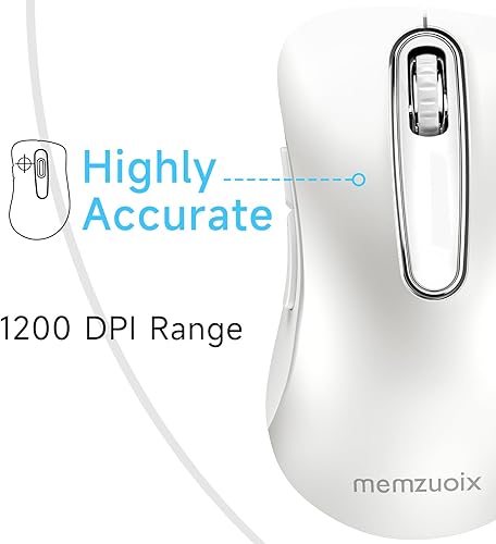 Miniatura 2 de memzuoix Ratón inalámbrico de 2.4G, 1400 DPI con receptor USB, ratón USB inalámbrico portátil alimentado por batería para laptop, PC, escritorio, 5
