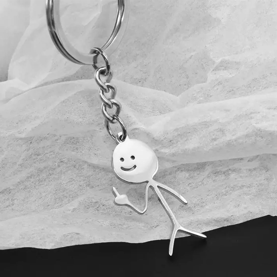 Portachiavi Simpatico Con Linguaggio Dei Segni Stickman, Ciondolo In Acciaio Inox Per Borsa O Auto, Regalo Coppia - 3