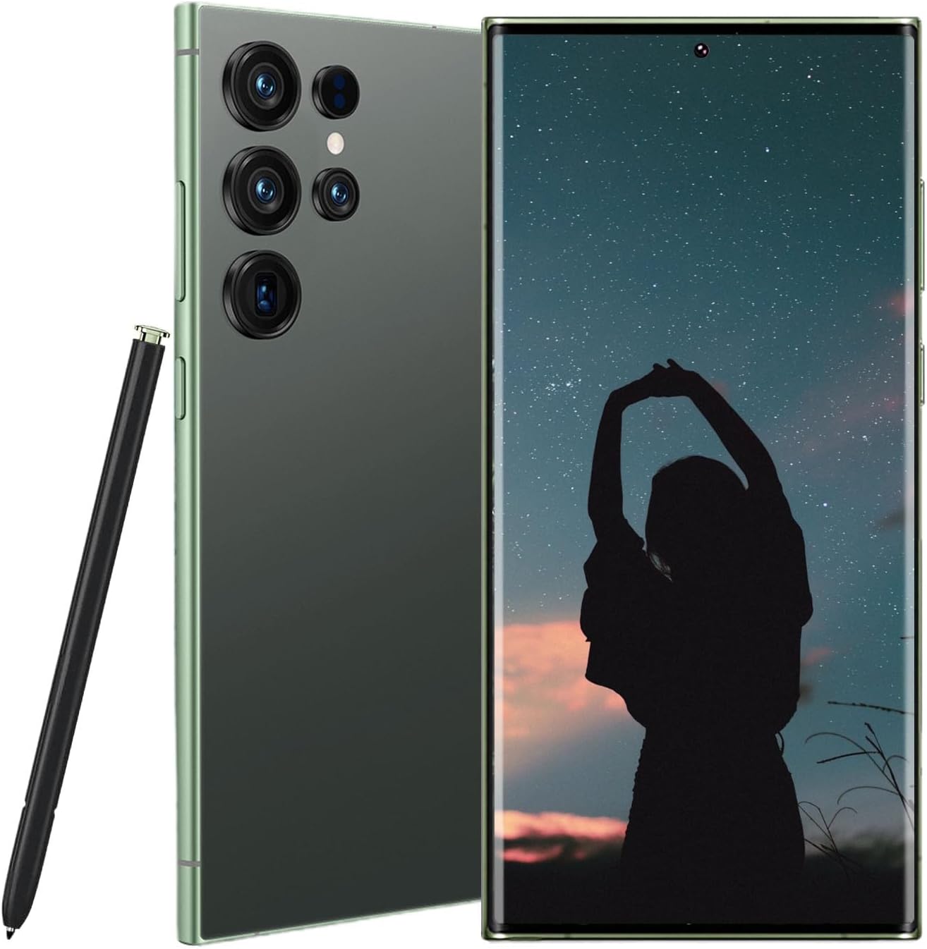 S24 Ultra, Unlocked Phones, 8GB+256GB Dual SIM Dual Standby, Android 14.0, 5G Cell Phone, 6800mAh Battery Fast Charging Mobile Phone, 6.8 Inch FHD+ 120Hz Screen (Green)