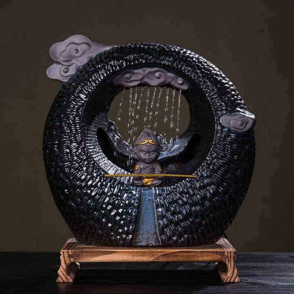 Tabletop Fountains Tabletop Fountain New Chinese Desktop Fountain Interior Decoration Ceramic Flowing Water Waterfall Table Fountain Office Desk Lucky Fountain Indoor Water Fountains