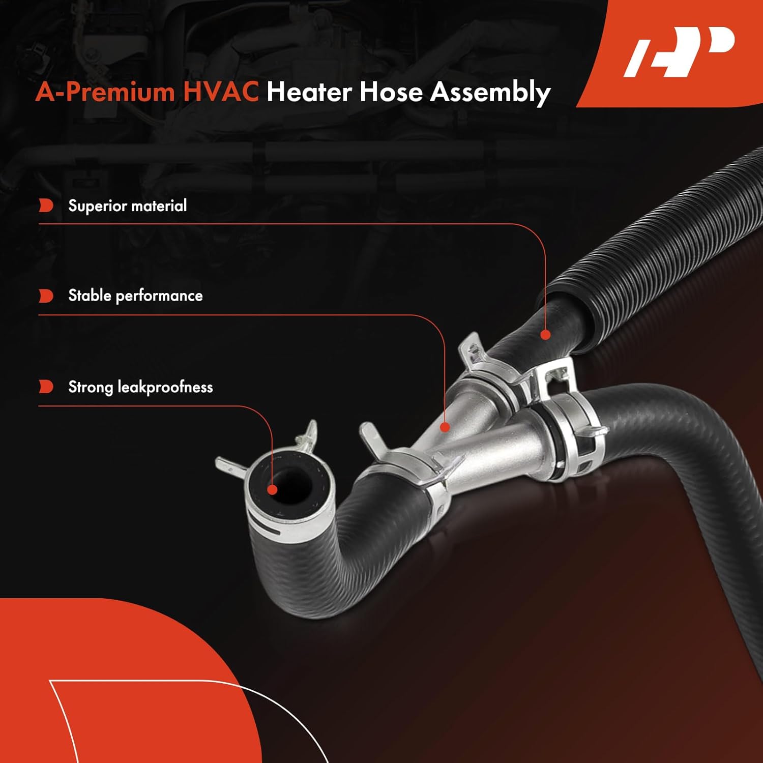 A-Premium HVAC Heater Hose Pipe Line Assembly with Protective Sleeve, Clamps, Coolant Hose Heat Shield Compatible with Dodge Durango 2001-2002, Durango 2003 5.9L