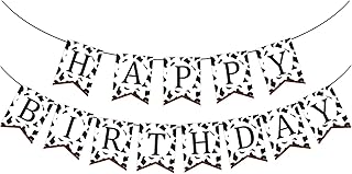 Cow Print Farm Animal Black and White Cow Happy Birthday Banner Birthday Party Supplies for Farm Animal Theme Party Western Cowboy Party Theme Decoration13 Flags for Simply Stylish Party Decoration