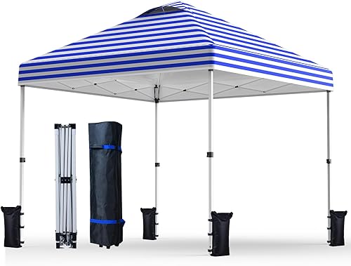 Miniatura 10 de Nazhura Tienda de campaña desplegable de 10 x 10 pies con bolsa de peso de arena, refugio solar independiente para picnic y campamento,