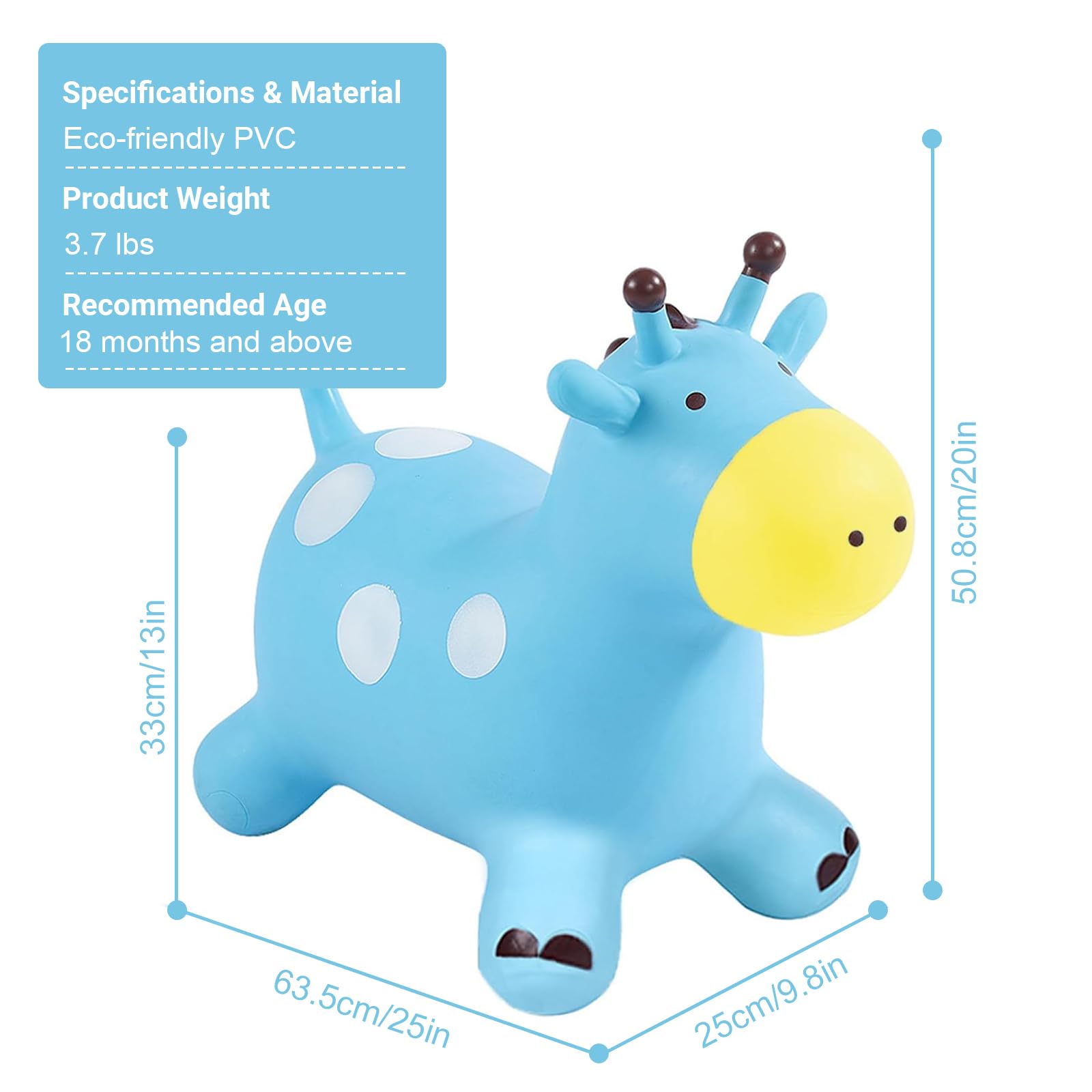 Animal Sauteur, Cheval Sauteur, Jouet Sauteur pour Enfants, Usage Intérieur/Extérieur, Cadeau pour Enfants, Cadeaux d'anniversaire, Cadeaux de Fête (Bleu)