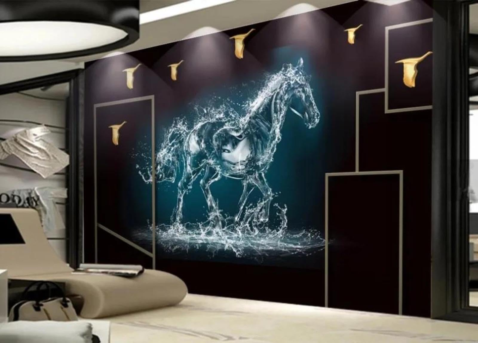 Papier peint intissé 3D cheval pour salon et chambre ILIYA