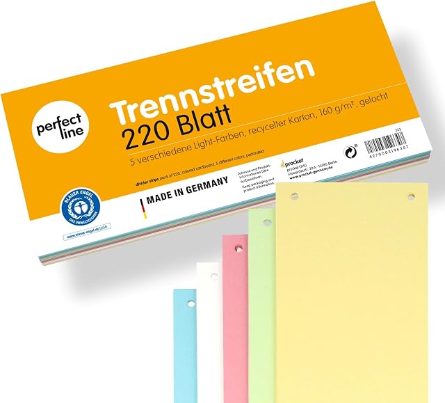 perfect line  220 dividers, recycled cardboard, 160 g hole, made in Germany