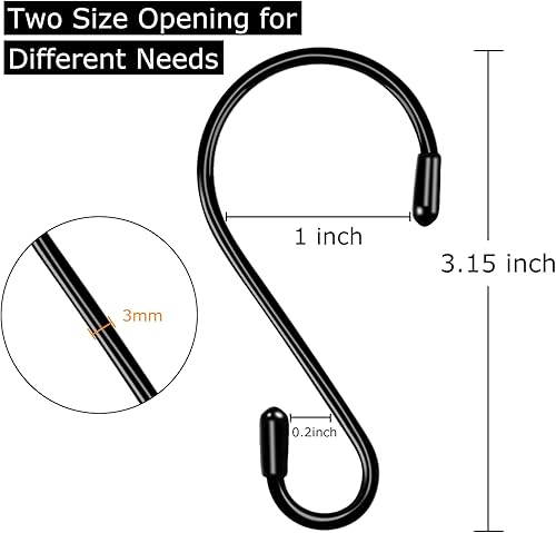 Miniatura 2 de Paquete de 30 ganchos en S para colgar, ganchos en forma de S de acero inoxidable de 3.15 pulgadas, ganchos en S resistentes para colgar ollas y