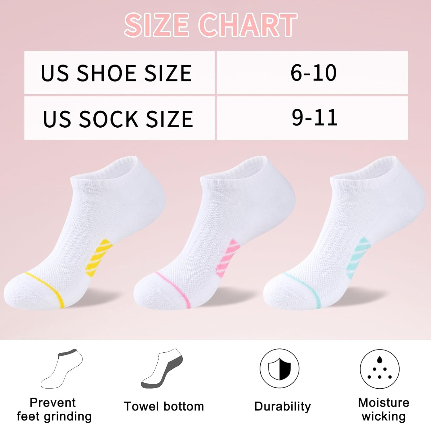 eallco 8 Pairs Ankle Socks for Women Athletic Running Comfort Cushioned Low Cut Socks with Moisture-Wicking - Image 2