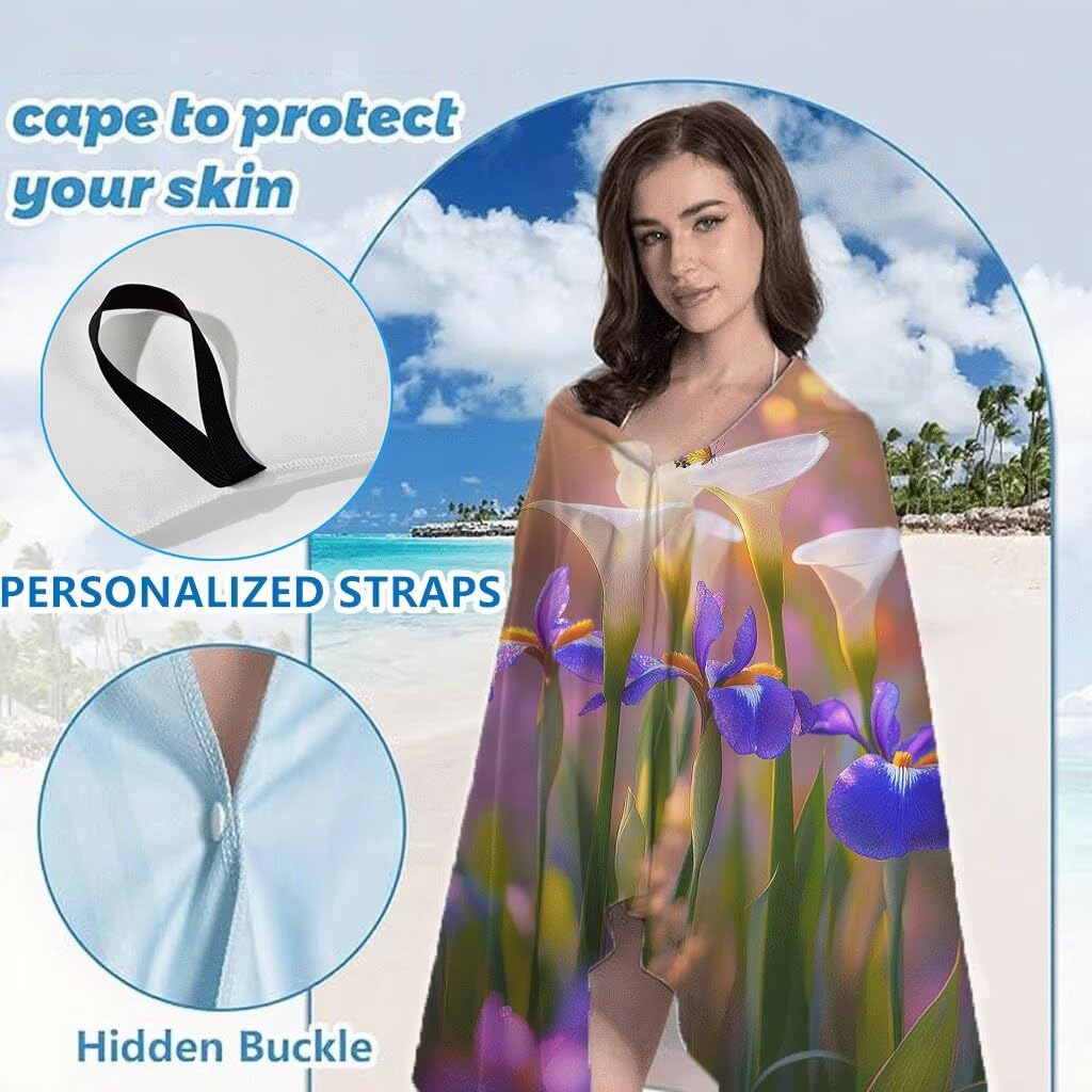 Serviette de Plage 90x200cm, Moderne Serviette Microfibre Lot de 2 Fleurs Motif Ultra Absorbantes Séchage Rapide Anti Sable Légère Drap de Plage avec Bouton Pression Design pour Piscine Sauna,Model296