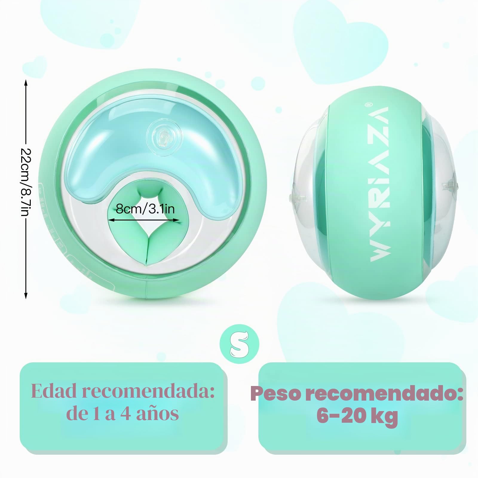 WYRIAZA Manguitos Piscina Niño, Manguitos Bebe 1-6 Años, 6-20Kgs| Manguitos con 3 Airbags Independientes Verde
