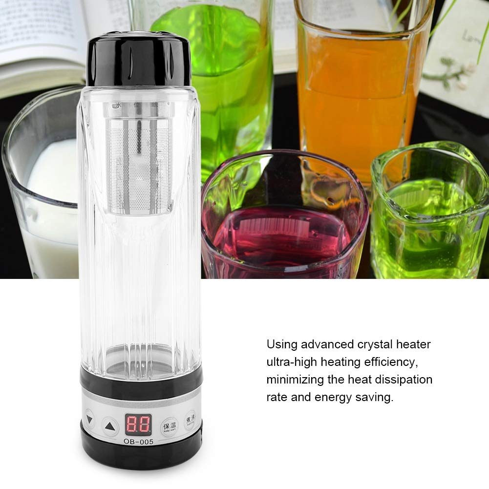 Wasserkocher,Reise Tee Becher Wasser Heizung Becher Flaschenhalter für Instant Nudeln Kaffee Milch 12V/24V 95 Watt 420ml(Schwarz)