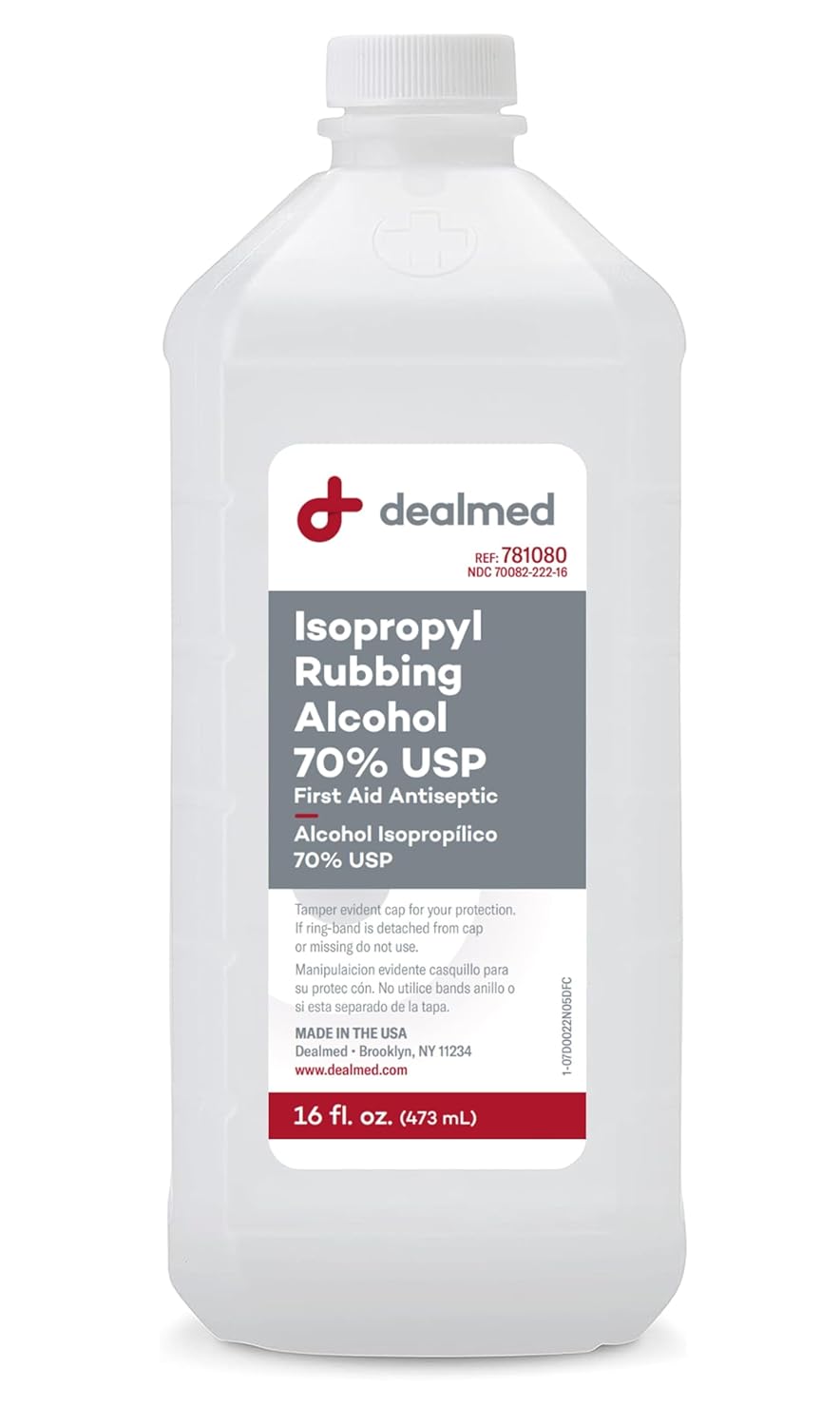Dealmed Isopropyl Rubbing Alcohol 70% USP, First Aid Antiseptic, 16 fl. oz, (1 Pack)