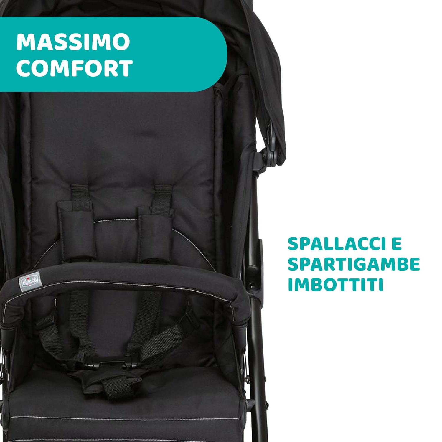 Chicco Liteway 4 Passeggino Leggero Pieghevole da 0 Mesi a 22 kg, Portata Max 25 kg, Reclinabile e Compatto, con Manicotto Paracolpi, Posizione Nanna, Chiusura a Ombrello, Capote Estendibile, Black