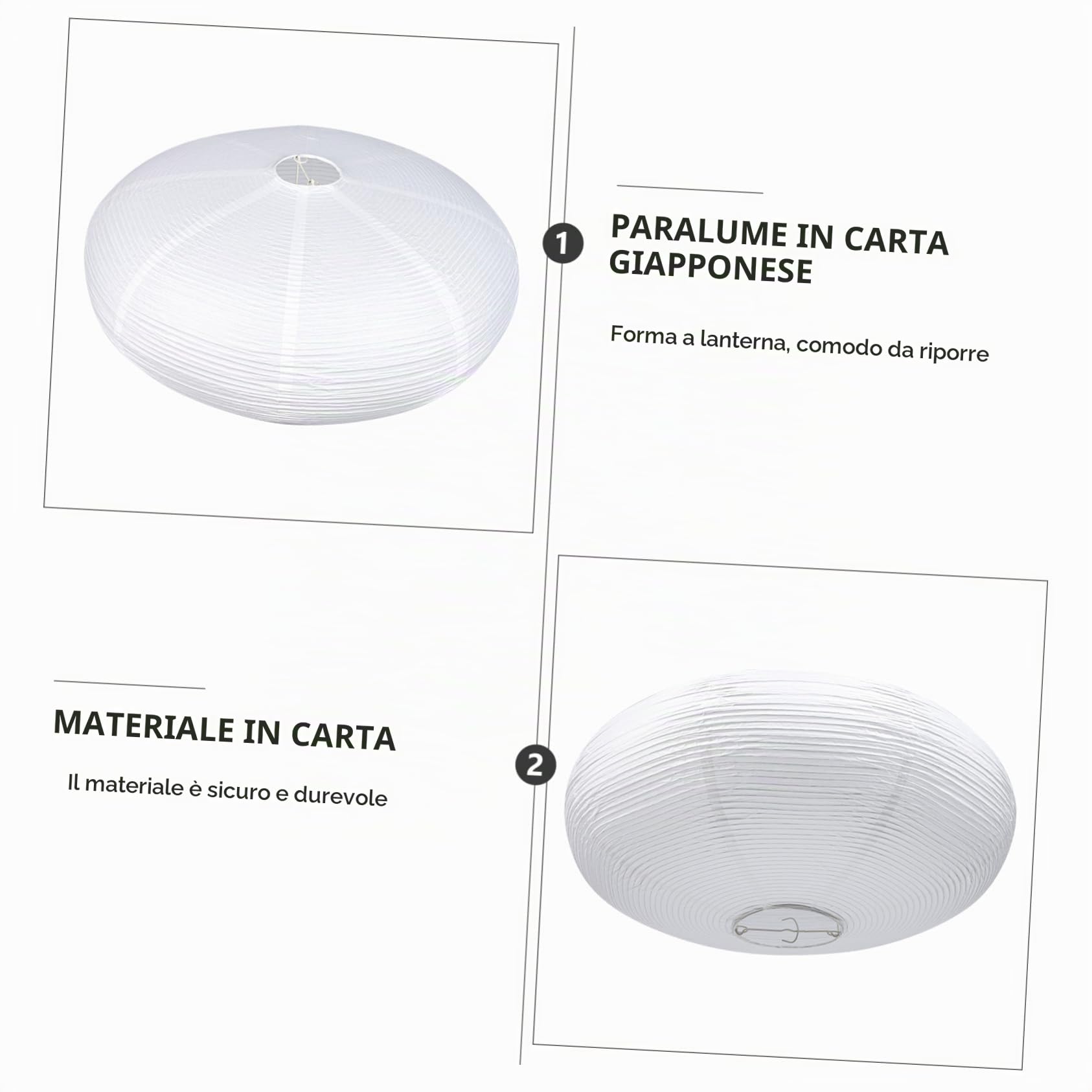 Homoyoyo Paralumi per Lampadari in Carta e Metallo, Paralume Bianco da Soffitto Semplice, Rotondo, per Camera da Letto e Ufficio