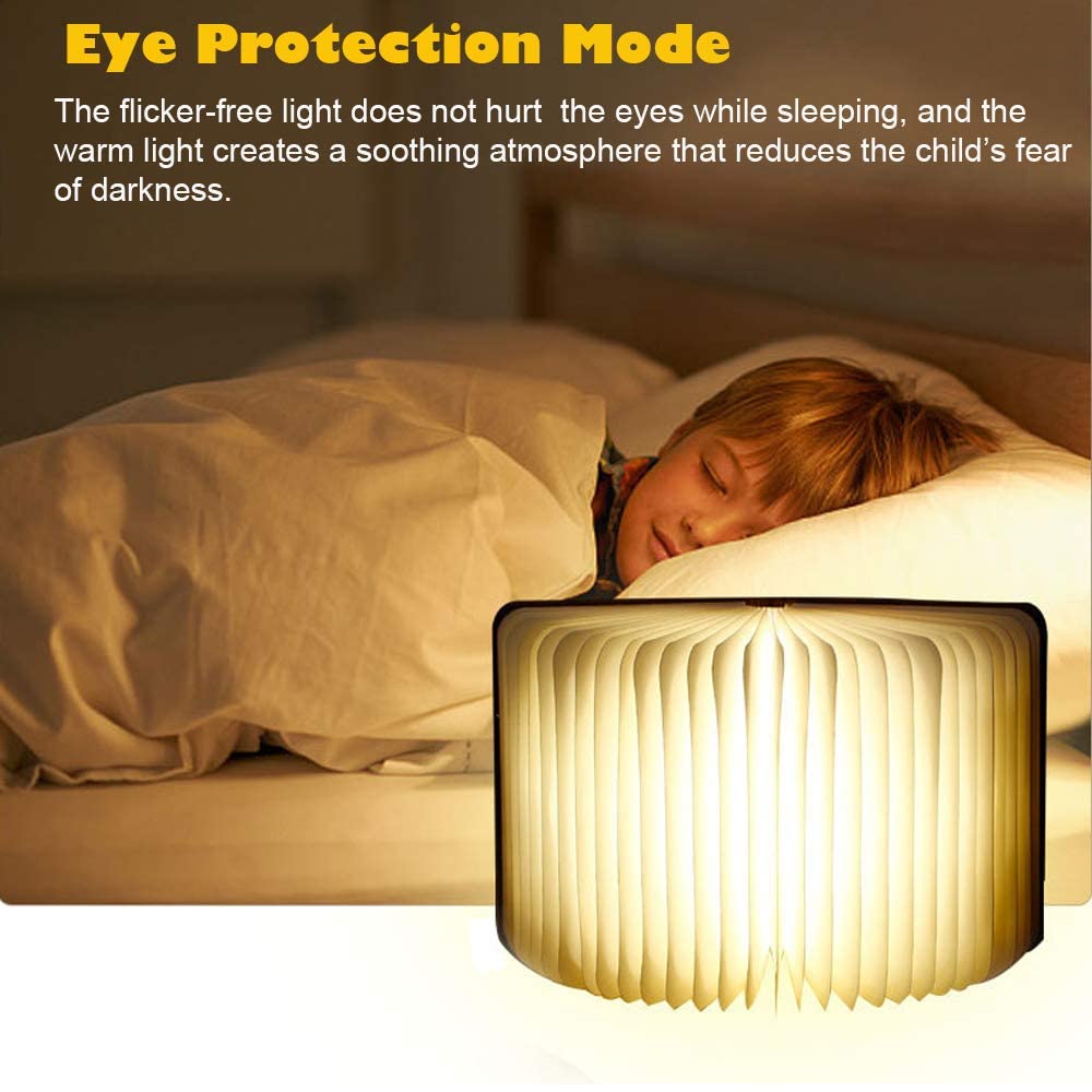 Houten opvouwbare boekenlamp, sfeerverlichting, bedlampje, magnetisch